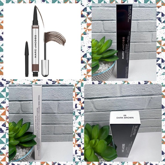 Marc Jacob’s Brow Wow Duo ‘Dark Brown’ Eyebrow Powder Pencil & Tinted Gel - Picture 1 of 7